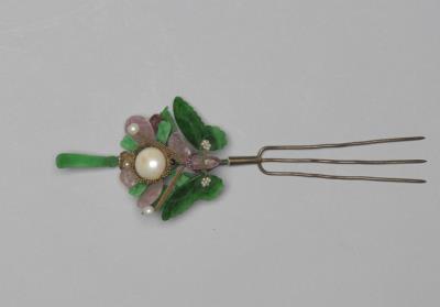 图片[2]-Gilt silver earpick-hairpin with pearl-and-gemstone inlay in the form of butterfly-and-flower decoration, Qing dynasty (1644-1911)-China Archive